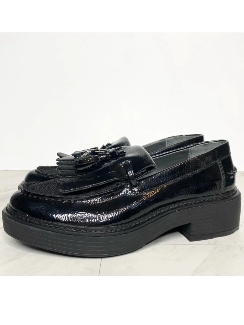 Franco Sarto Kili Black Patent Platform Loafer 6M